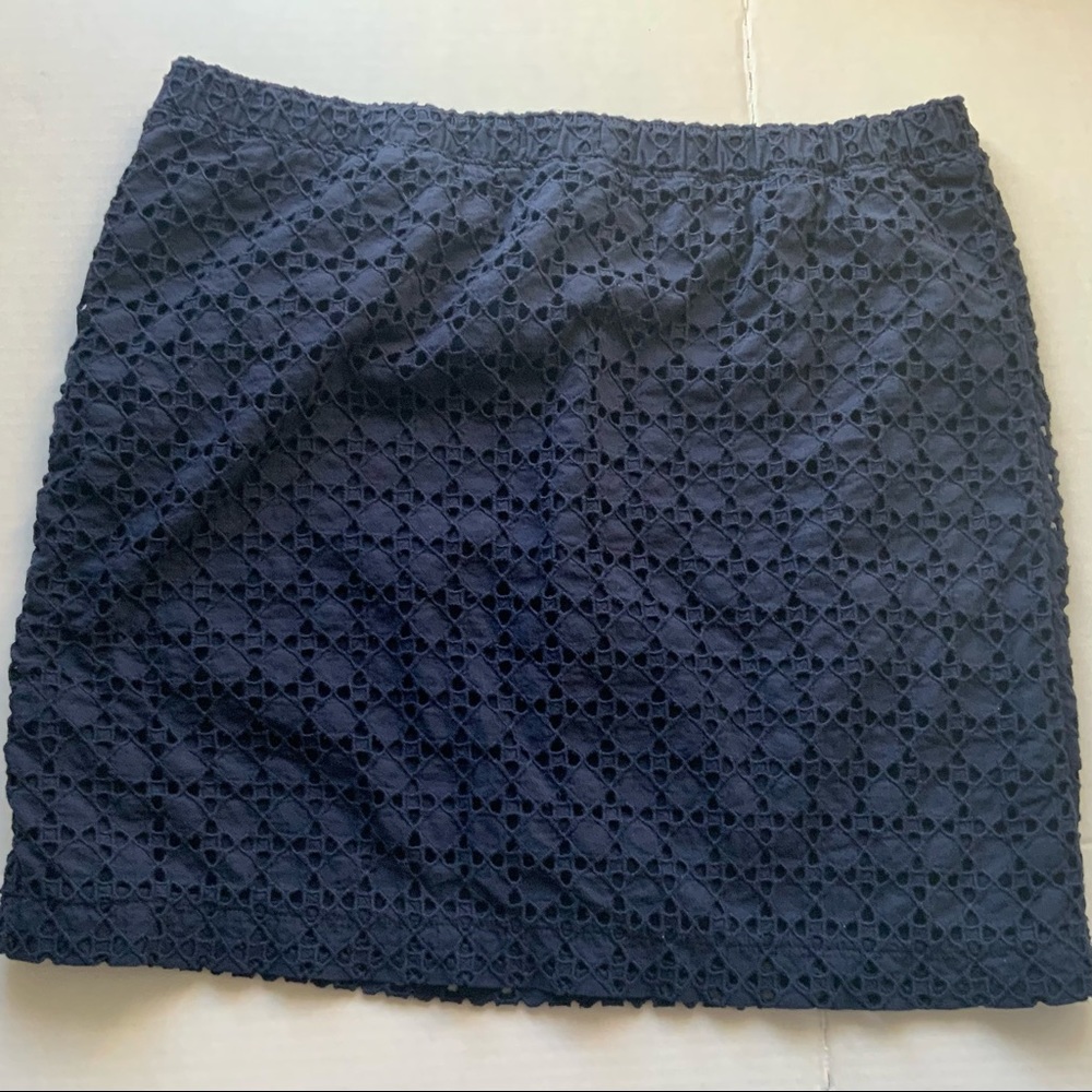 Eyelet Beautifully Accented Skirt, Dark Blue, SzM, Bubbly, Sophisticated, Summer